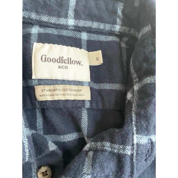 Mens Small Navy Blue Plaid Flannel Shirt Fall Layering Piece - Picture 6 of 6